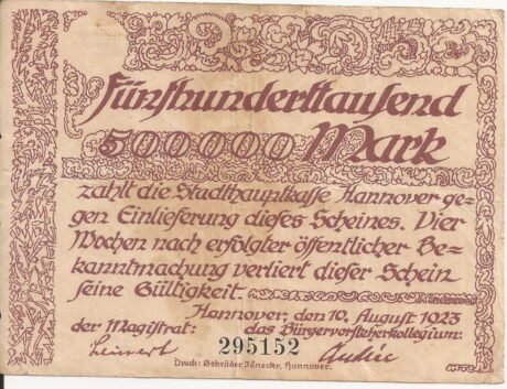 Аверс банкноты 500000 marek (Niemcy) 1923