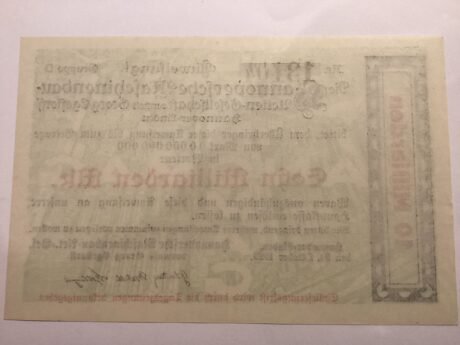 Реверс банкноты 10000000000 марок Hannoversche Maschinenbau-AG (Германия) 1923 года