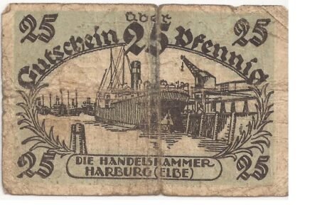 Реверс банкноты 25 fenigów Handelskammer (Niemcy)