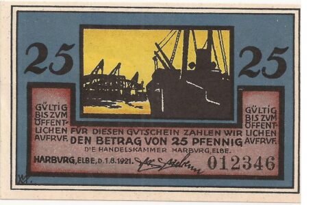 Аверс банкноты 25 fenigów Handelskammer (Niemcy) 1921