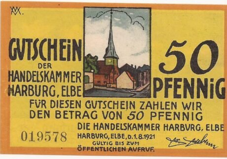 Аверс банкноты 50 fenigów Handelskammer (Niemcy) 1921