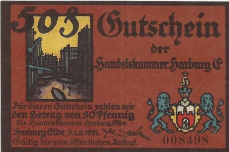 Аверс банкноты 50 fenigów Handelskammer (Niemcy) 1921