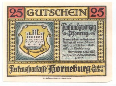 Аверс банкноты 25 fenigów Fleckenssparkasse (Niemcy) 1921