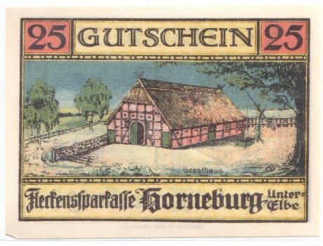 Реверс банкноты 25 fenigów Fleckenssparkasse (Niemcy) 1921