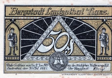 Аверс банкноты 50 fenigów (Niemcy) 1921