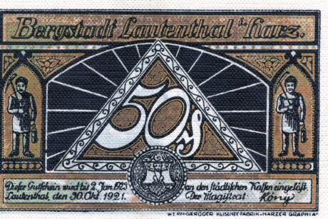 Аверс банкноты 50 fenigów (Niemcy) 1921