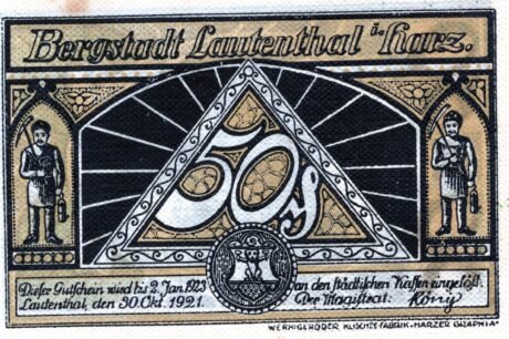 Аверс банкноты 50 fenigów (Niemcy) 1921