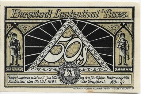 Аверс банкноты 50 fenigów (Niemcy) 1921