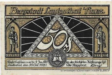 Аверс банкноты 50 fenigów (Niemcy) 1921