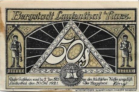 Аверс банкноты 50 fenigów (Niemcy) 1921