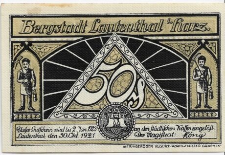 Аверс банкноты 50 fenigów (Niemcy) 1921