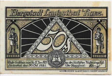 Аверс банкноты 50 fenigów (Niemcy) 1921