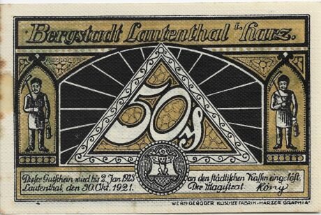 Аверс банкноты 50 fenigów (Niemcy) 1921