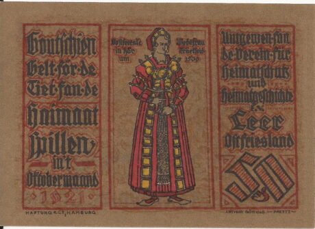 Аверс банкноты 50 fenigów Verein für Heimatschutz und Heimatgeschichte (Niemcy) 1921