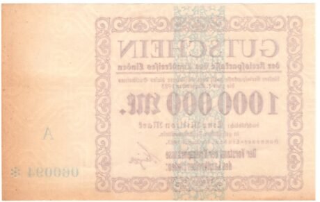 Реверс банкноты 1000000 марок Kreissparkasse (Германия) 1923 года