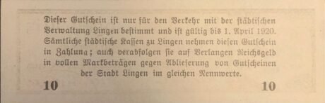 Реверс банкноты 10 fenigów (Niemcy)