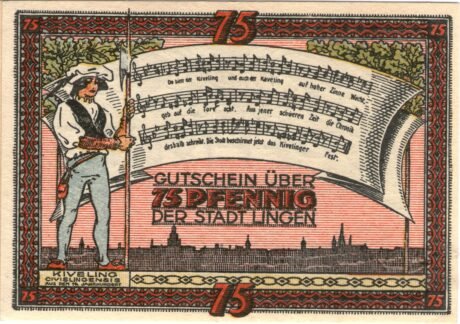 Реверс банкноты 75 fenigów (Niemcy) 1921