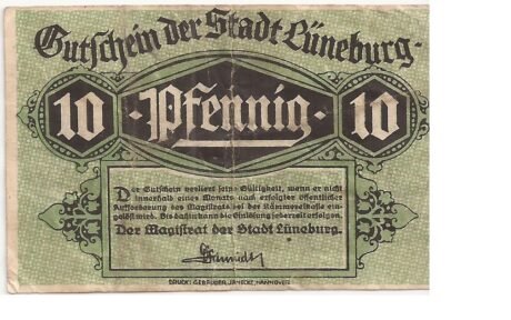 Аверс банкноты 10 fenigów (Niemcy) 1920