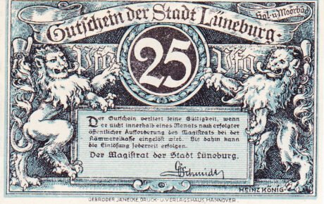 Аверс банкноты 25 fenigów (Niemcy) 1920