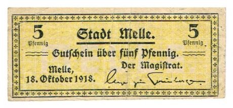 Аверс банкноты 5 fenigów (Niemcy) 1918