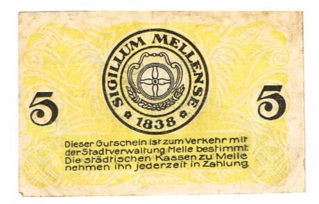 Реверс банкноты 5 fenigów (Niemcy) 1920