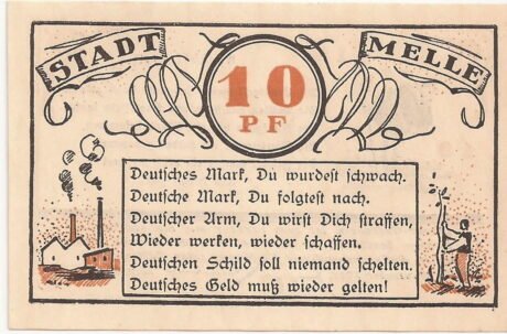 Аверс банкноты 10 fenigów (Niemcy) 1921