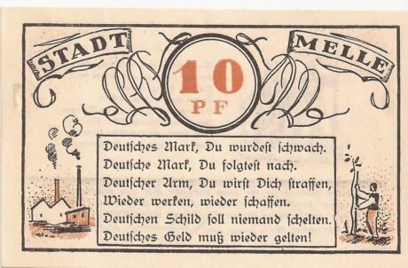 Аверс банкноты 10 fenigów (Niemcy) 1921