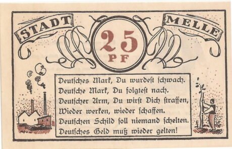 Аверс банкноты 25 fenigów (Niemcy) 1921