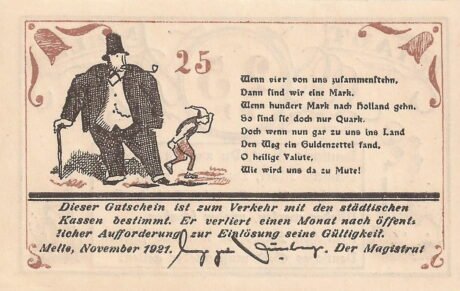 Реверс банкноты 25 fenigów (Niemcy) 1921