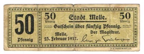 Аверс банкноты 50 fenigów (Niemcy) 1917