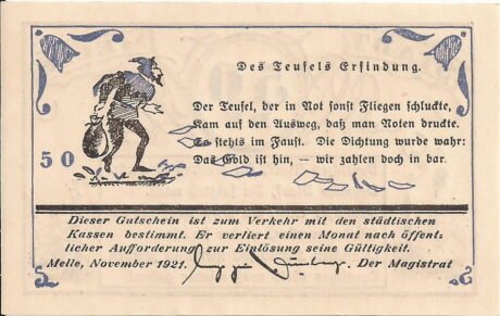 Реверс банкноты 50 fenigów (Niemcy) 1921