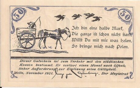 Реверс банкноты 50 fenigów (Niemcy) 1921