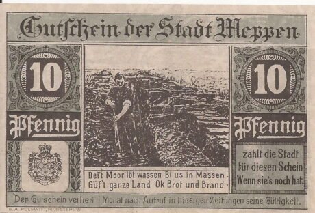 Реверс банкноты 10 пфеннигов (Германия) 1921 года