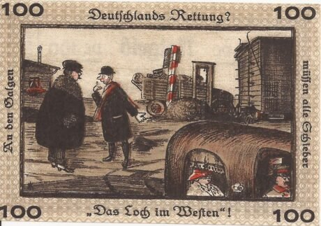 Реверс банкноты 100 fenigów (Niemcy) 1921