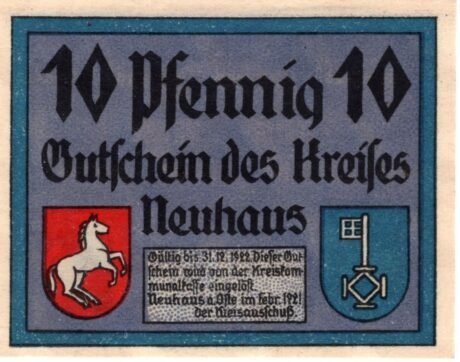 Аверс банкноты 10 fenigów (Niemcy) 1921