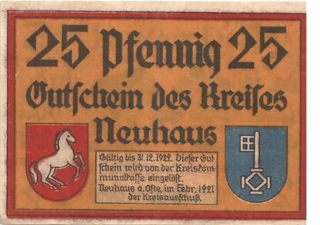 Аверс банкноты 25 fenigów (Niemcy) 1921