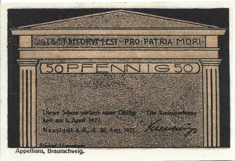 Аверс банкноты 50 fenigów Kreissparkasse (Niemcy) 1921