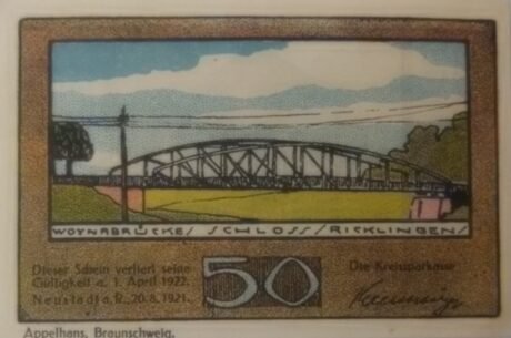 Аверс банкноты 50 fenigów Kreissparkasse (Niemcy) 1921