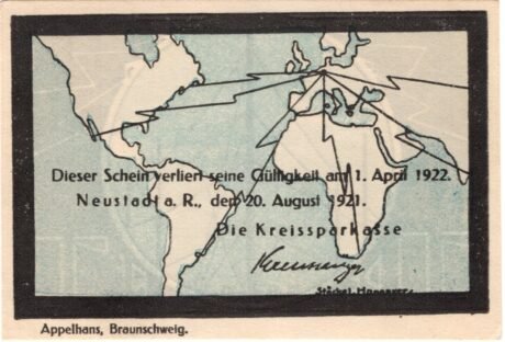 Аверс банкноты 50 fenigów Kreissparkasse (Niemcy) 1921