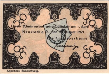 Аверс банкноты 50 fenigów Kreissparkasse (Niemcy) 1921