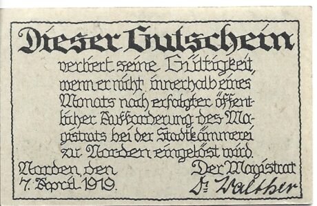 Реверс банкноты 25 fenigów (Niemcy) 1919