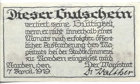 Реверс банкноты 50 fenigów (Niemcy) 1919