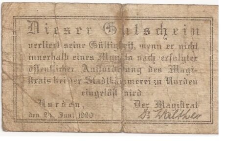 Реверс банкноты 50 fenigów (Niemcy) 1920