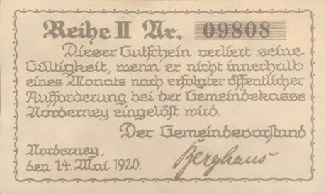 Реверс банкноты 10 fenigów (Niemcy) 1920