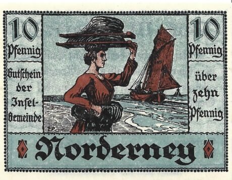 Аверс банкноты 10 fenigów (Niemcy) 1921