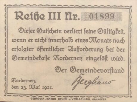 Реверс банкноты 50 fenigów (Niemcy) 1921