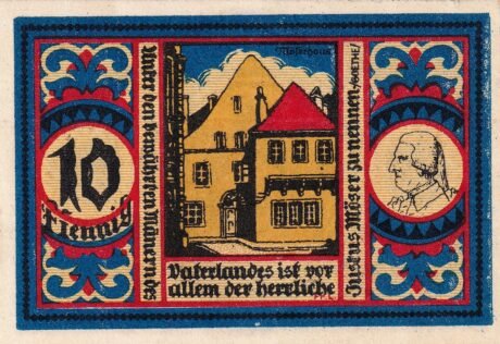 Реверс банкноты 10 fenigów (Niemcy) 1921