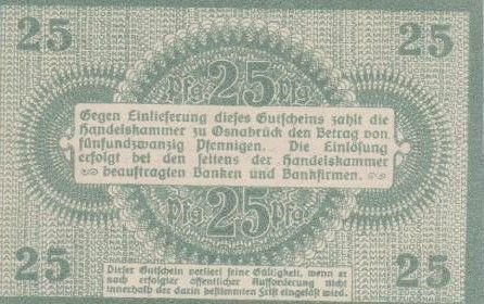 Реверс банкноты 25 пфеннигов Handelskammer (Германия) 1917 года