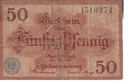 Аверс банкноты 50 пфеннигов Handelskammer (Германия) 1917 года