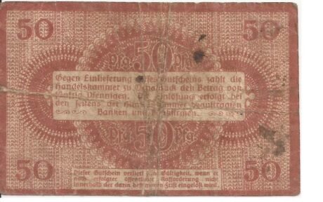 Реверс банкноты 50 пфеннигов Handelskammer (Германия) 1917 года